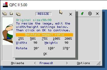 Resize/Rotate menu